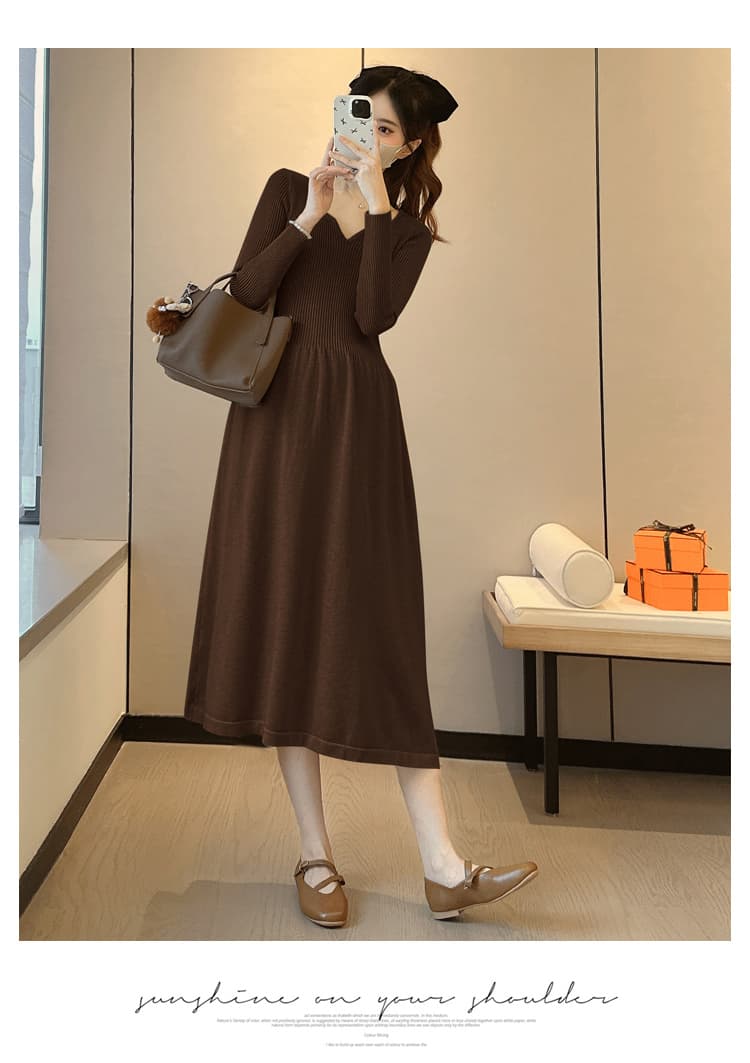 실사 지금 임산부 두꺼운 가을 겨울철 외출용 빅 사이즈 루즈핏 미니멀리즘 스웨터 임산부 치마 가을 겨울 의류 상세 이미지 21