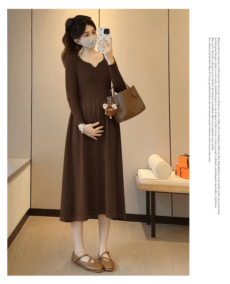 실사 지금 임산부 두꺼운 가을 겨울철 외출용 빅 사이즈 루즈핏 미니멀리즘 스웨터 임산부 치마 가을 겨울 의류 상세 이미지 23