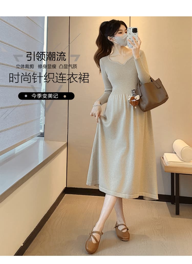실사 지금 임산부 두꺼운 가을 겨울철 외출용 빅 사이즈 루즈핏 미니멀리즘 스웨터 임산부 치마 가을 겨울 의류 상세 이미지 1