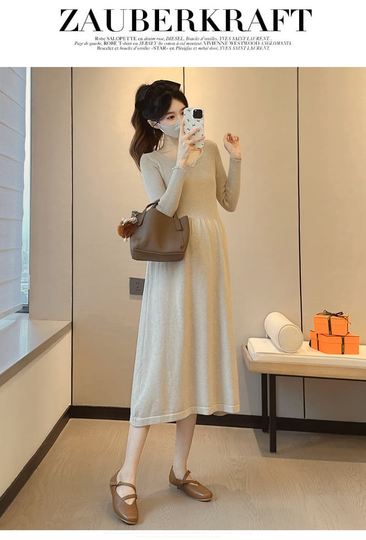실사 지금 임산부 두꺼운 가을 겨울철 외출용 빅 사이즈 루즈핏 미니멀리즘 스웨터 임산부 치마 가을 겨울 의류 상세 이미지 14