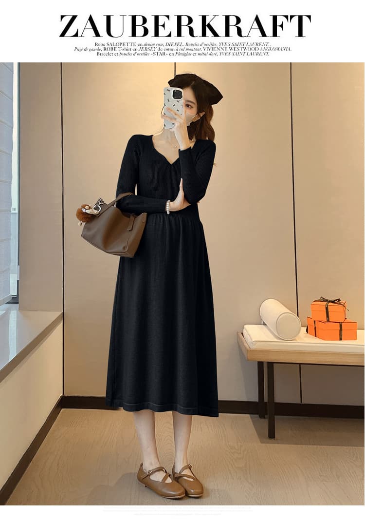 실사 지금 임산부 두꺼운 가을 겨울철 외출용 빅 사이즈 루즈핏 미니멀리즘 스웨터 임산부 치마 가을 겨울 의류 상세 이미지 19