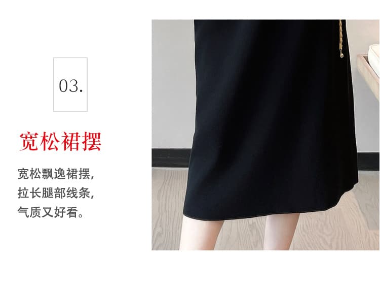 실사 지금 출산 착용 이른 가을 배색 레이스 칼라 벌룬 소매 페이크 레이어드 패치워크 만화 자수 드레스 상세 이미지 7