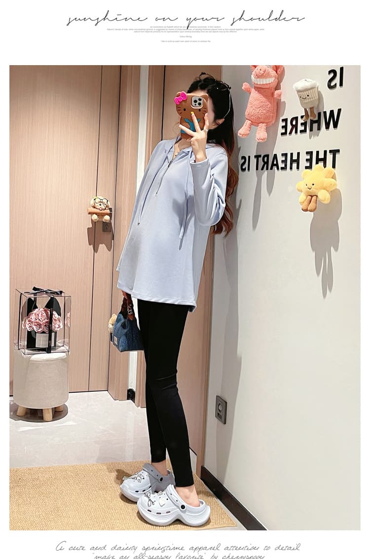실사 새로운 임산부 가을 겨울 패션 캐주얼 후드 다용도 지퍼 루즈핏 긴팔 출산 착용 맨위 상세 이미지 14