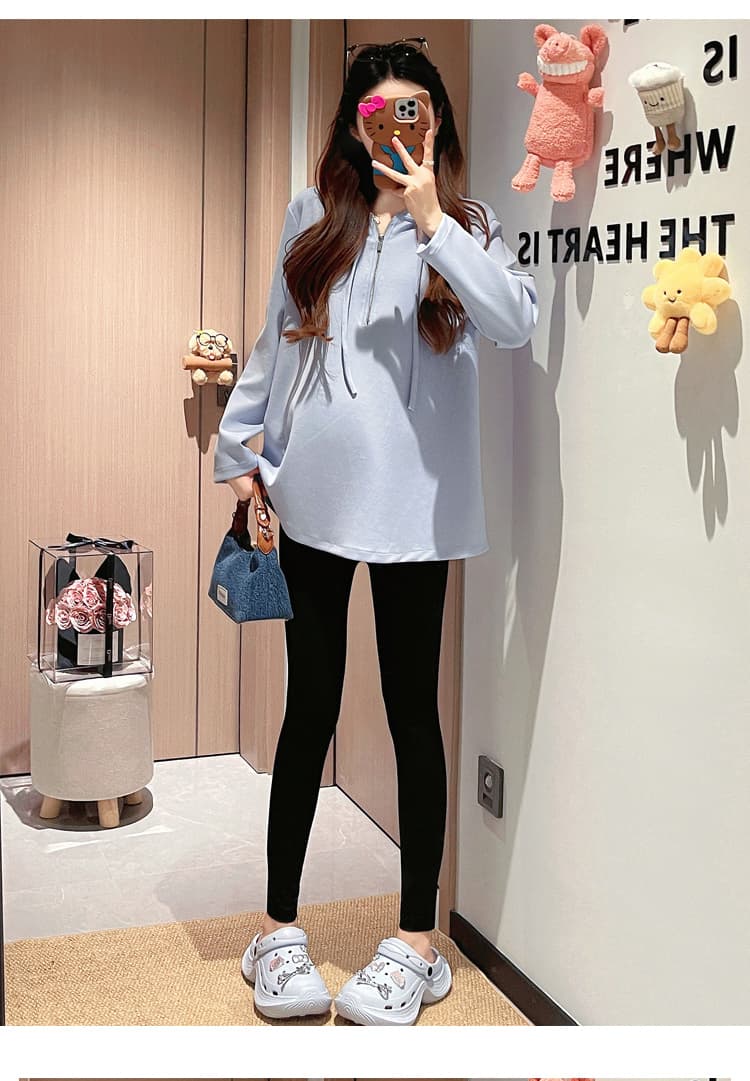 실사 새로운 임산부 가을 겨울 패션 캐주얼 후드 다용도 지퍼 루즈핏 긴팔 출산 착용 맨위 상세 이미지 20