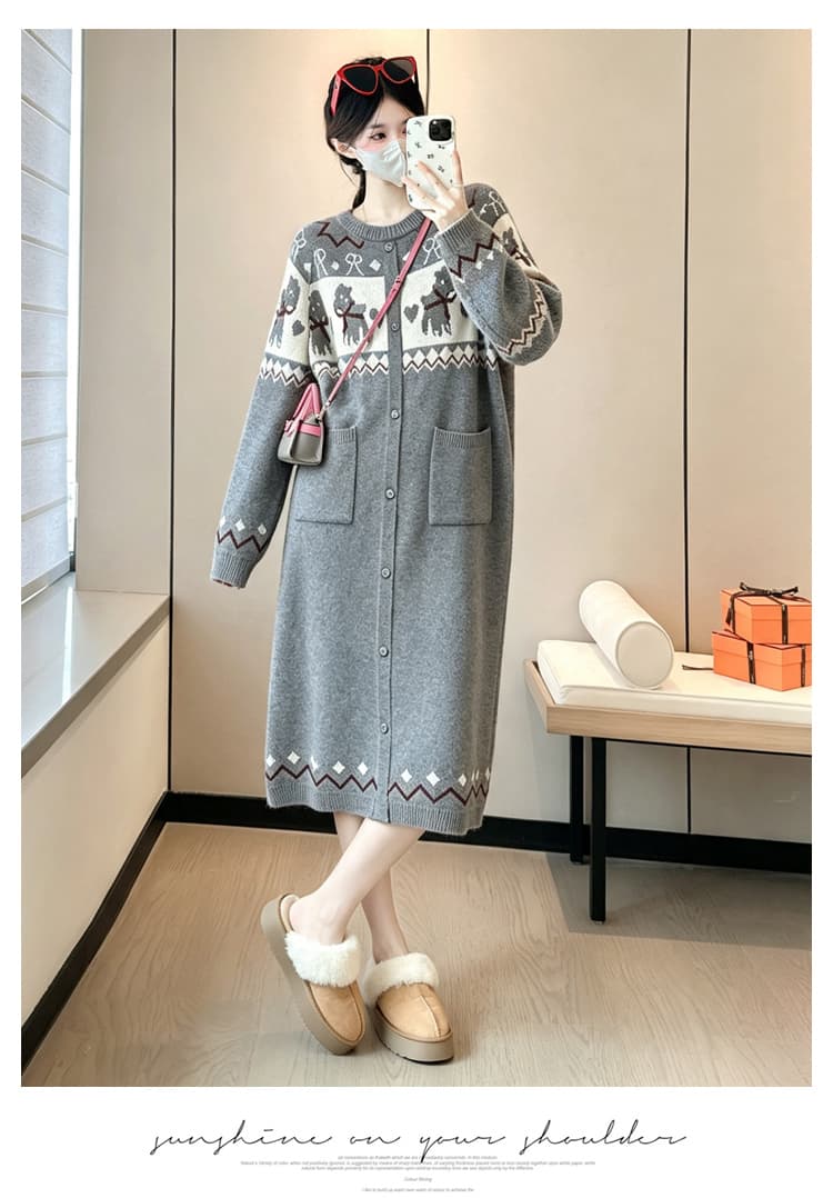 실사 지금 새로운 임산부 가을 겨울 패션 외국 가스 루즈핏 고급 센스 임신 엄마 착용 가져 가라. 니트 드레스 상세 이미지 10