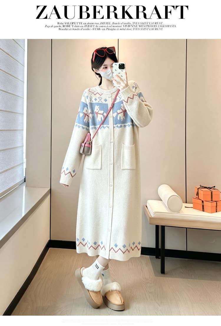 실사 지금 새로운 임산부 가을 겨울 패션 외국 가스 루즈핏 고급 센스 임신 엄마 착용 가져 가라. 니트 드레스 상세 이미지 16