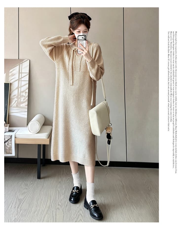 실사 지금 새로운 출산 착용 패션 비즈 박기 느긋한 바람 스웨터 원피스 임신 엄마 고급 센스 착용 가져 가라. 상세 이미지 11