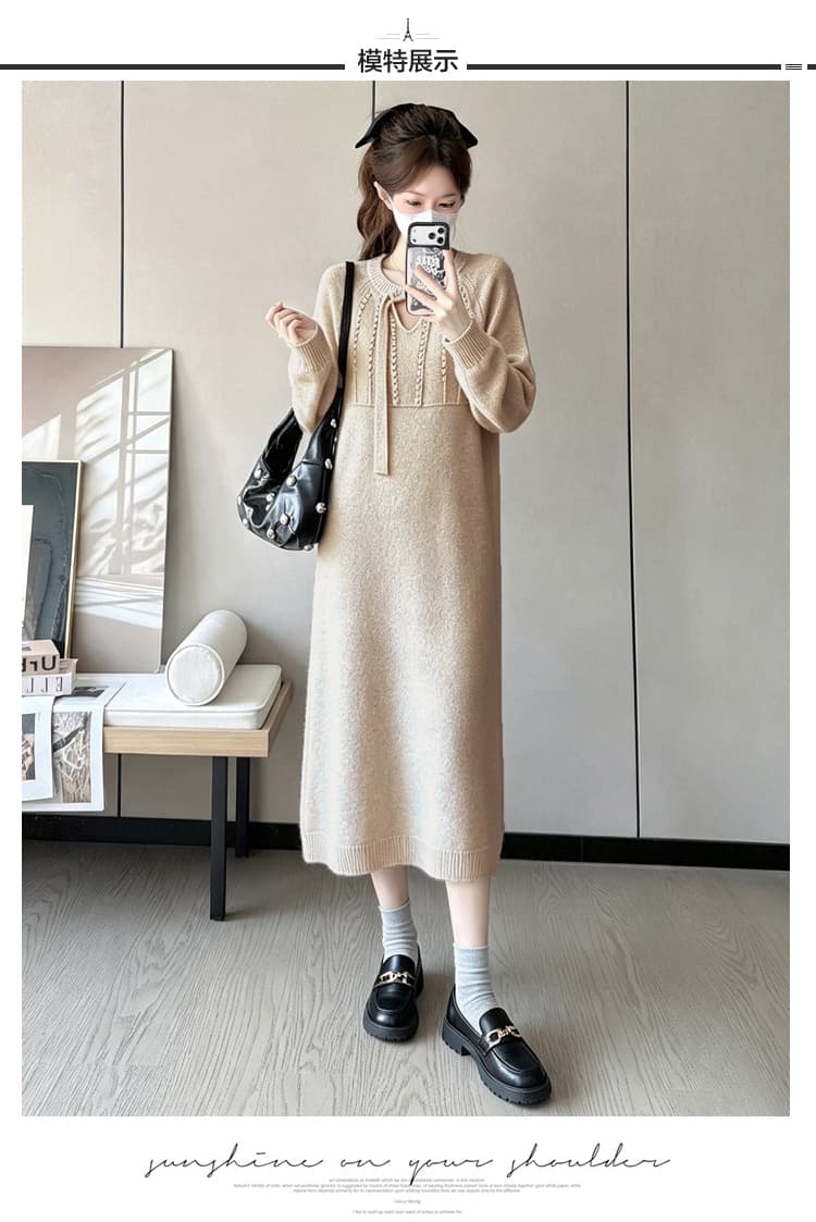 실사 지금 새로운 출산 착용 패션 비즈 박기 느긋한 바람 스웨터 원피스 임신 엄마 고급 센스 착용 가져 가라. 상세 이미지 9