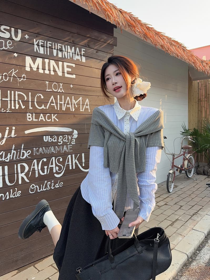 2026 한국 학원 스타일 페이크 레이어드 여성 셔츠 2026 가을 새로운 고급 센스 작은 대중 Chic 긴팔 맨위 상세 이미지 16