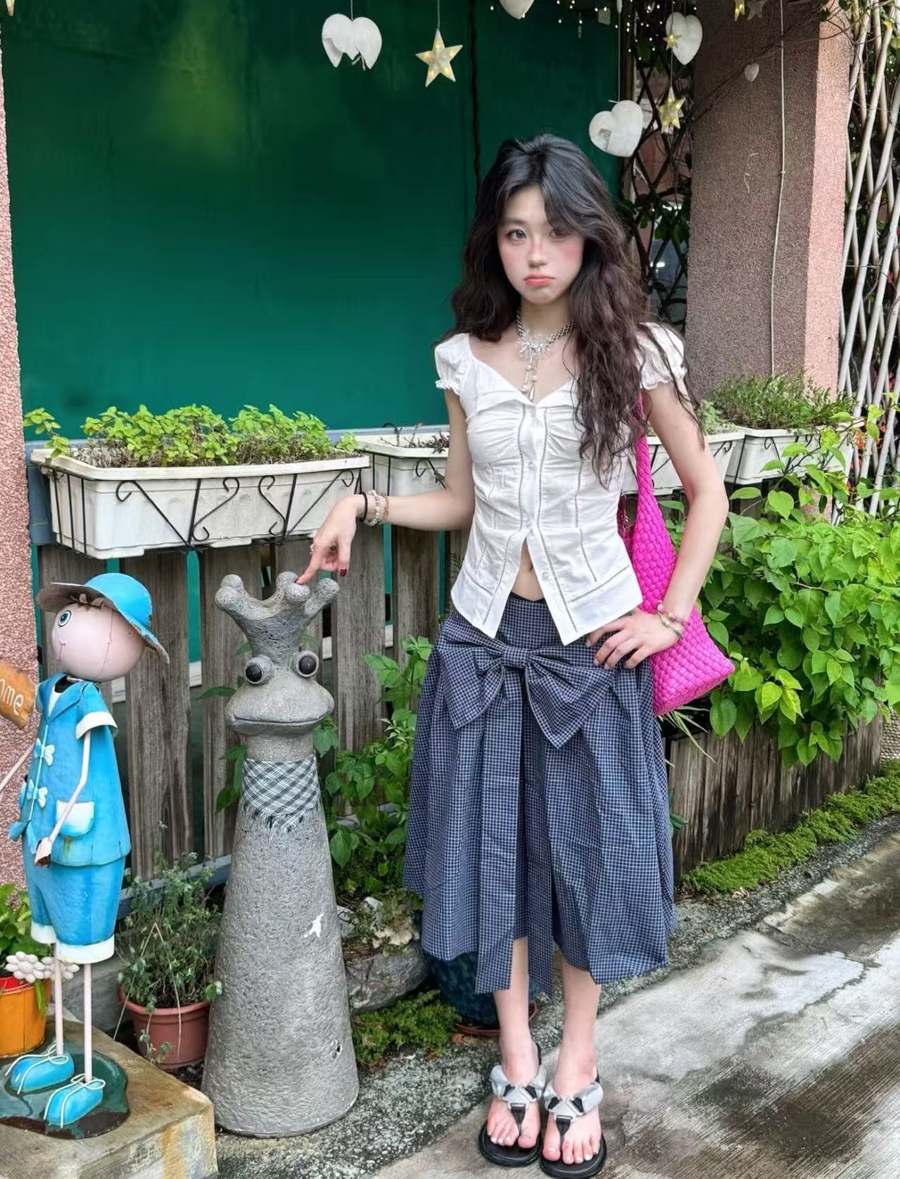 한 부서 고급 센스 반팔 여성 셔츠 여름 거품 소매 셔츠 작은 셔츠 몸매 가꾸기 슬림해 보이는 허리 수축 핫걸 맨위 트렌디 상세 이미지 4