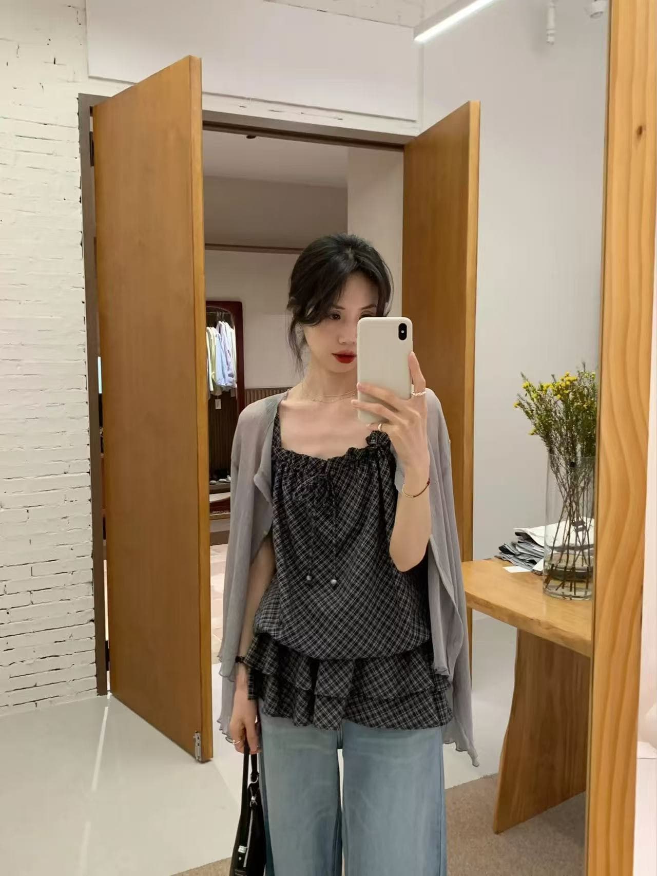태국 아름다운 작은 슬링 조끼 여성 여름 외출용 얇은 스타일 디자인 센스 작은 대중 튀김 거리 고유 한 아름다운 민소매 맨위 상세 이미지 3