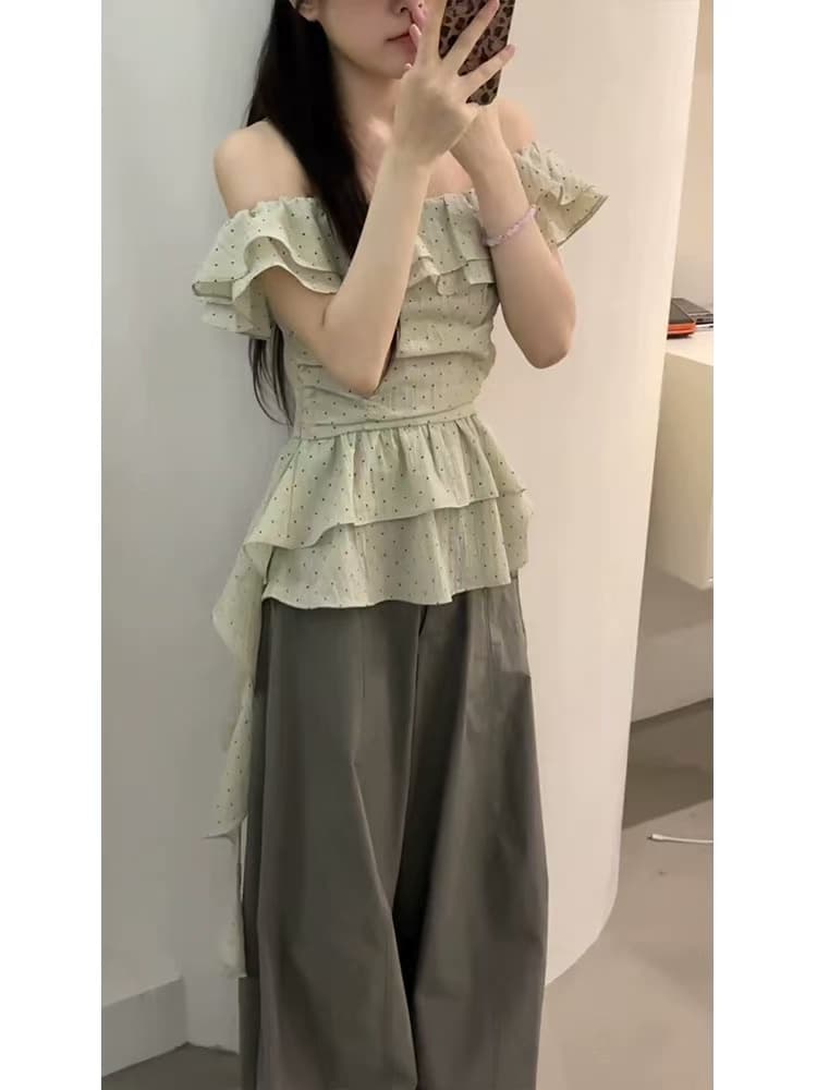 한 부서 프릴 Feifei 소매 허리 수축 레이스업 작은 셔츠 2026 여름 새로운 달콤함 부드러운 바람 슬림해 보이는 맨위 여성 이미지 4