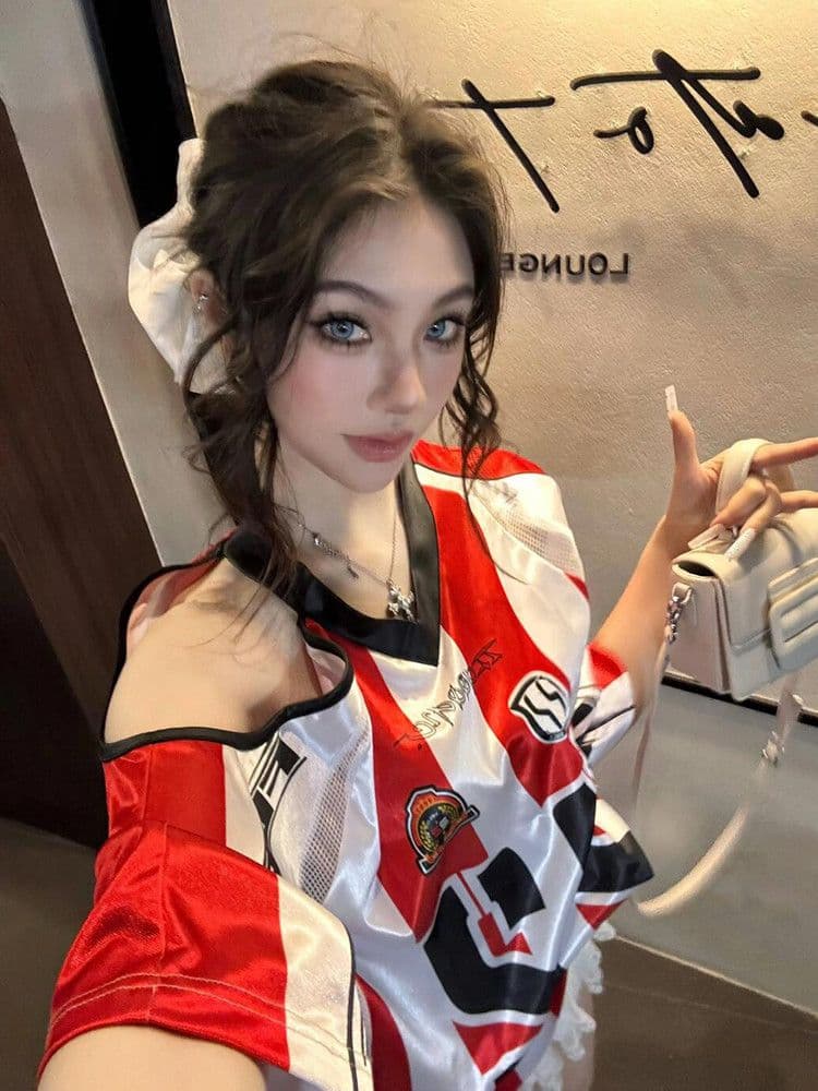40 더블 실 원본 원단 원본 솜씨 강아지 자수 학원 스타일 반팔 티셔츠 여성 체크무늬 페이크 레이어드 여름 상세 이미지 4
