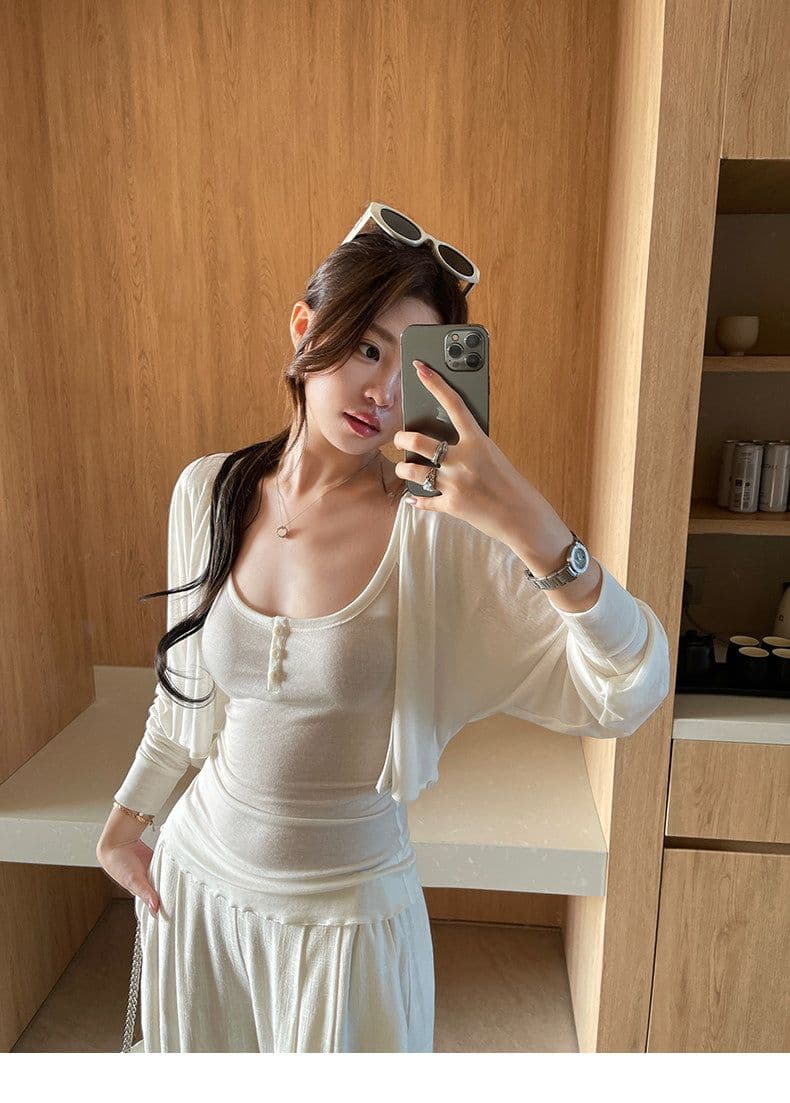 원본 원단 대 u 칼라 반팔 티셔츠 여성 여름 프로 피부 얇고 가벼운 작은 날다 소매 맨위 상세 이미지 8