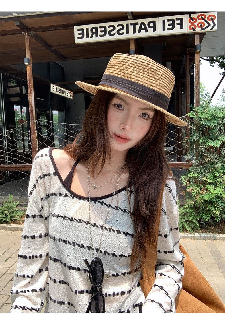 원본 컬러 짜임 기사 스트라이프 자외선 차단 블라우스 여성 여름 루즈핏 행침 목 슬립 긴팔 투피스 슈트 맨위 상세 이미지 9
