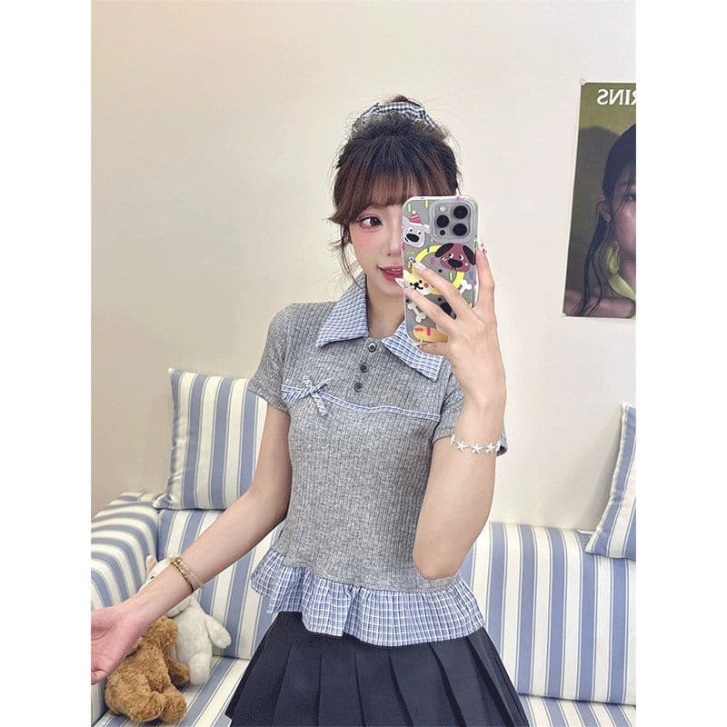 오래된 섹션 품질 좋은 물건 그린캉 환불 불가 수 있습니다. 교체 면 구덩이 기사 원본 순면 체크무늬 무거운 공정 t 상세 이미지 2