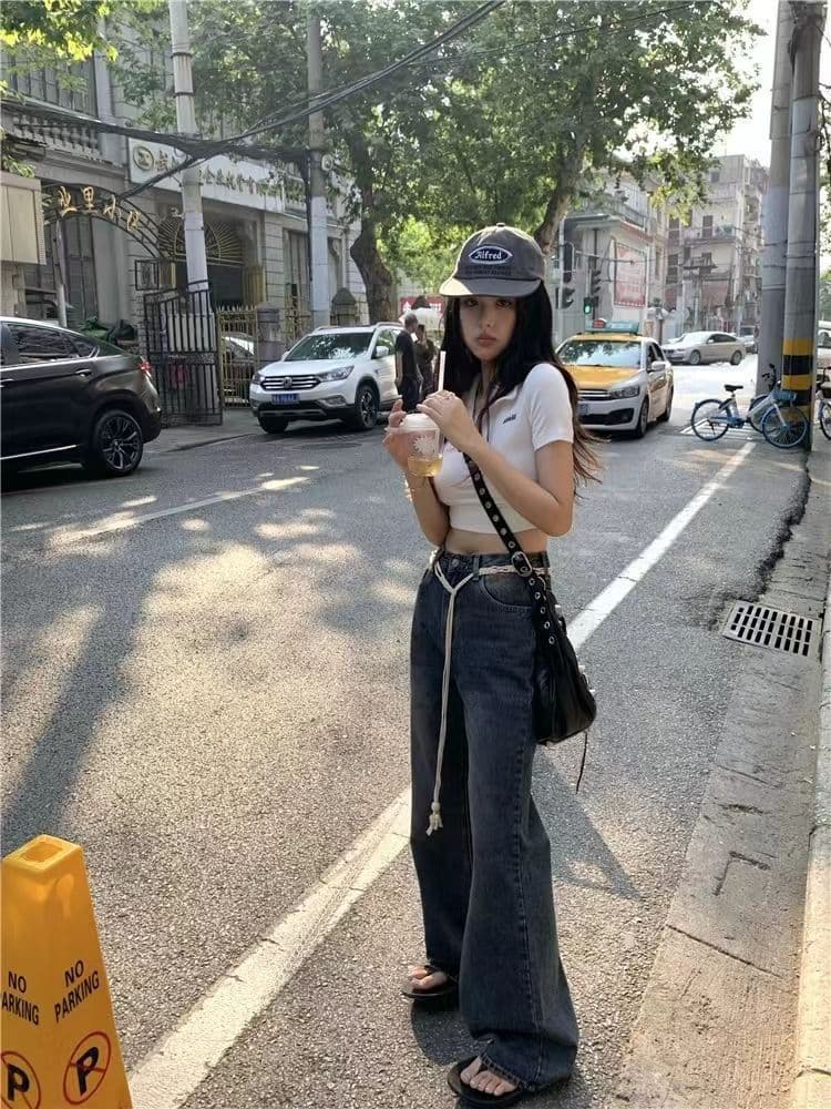 40 카운터 면 리브 아메리칸 POLO 칼라 반팔 긍정적 인 어깨 티셔츠 여성 몸매 가꾸기 슬림해 보이는 쇼트 스타일 핫걸 맨위 상세 이미지 4