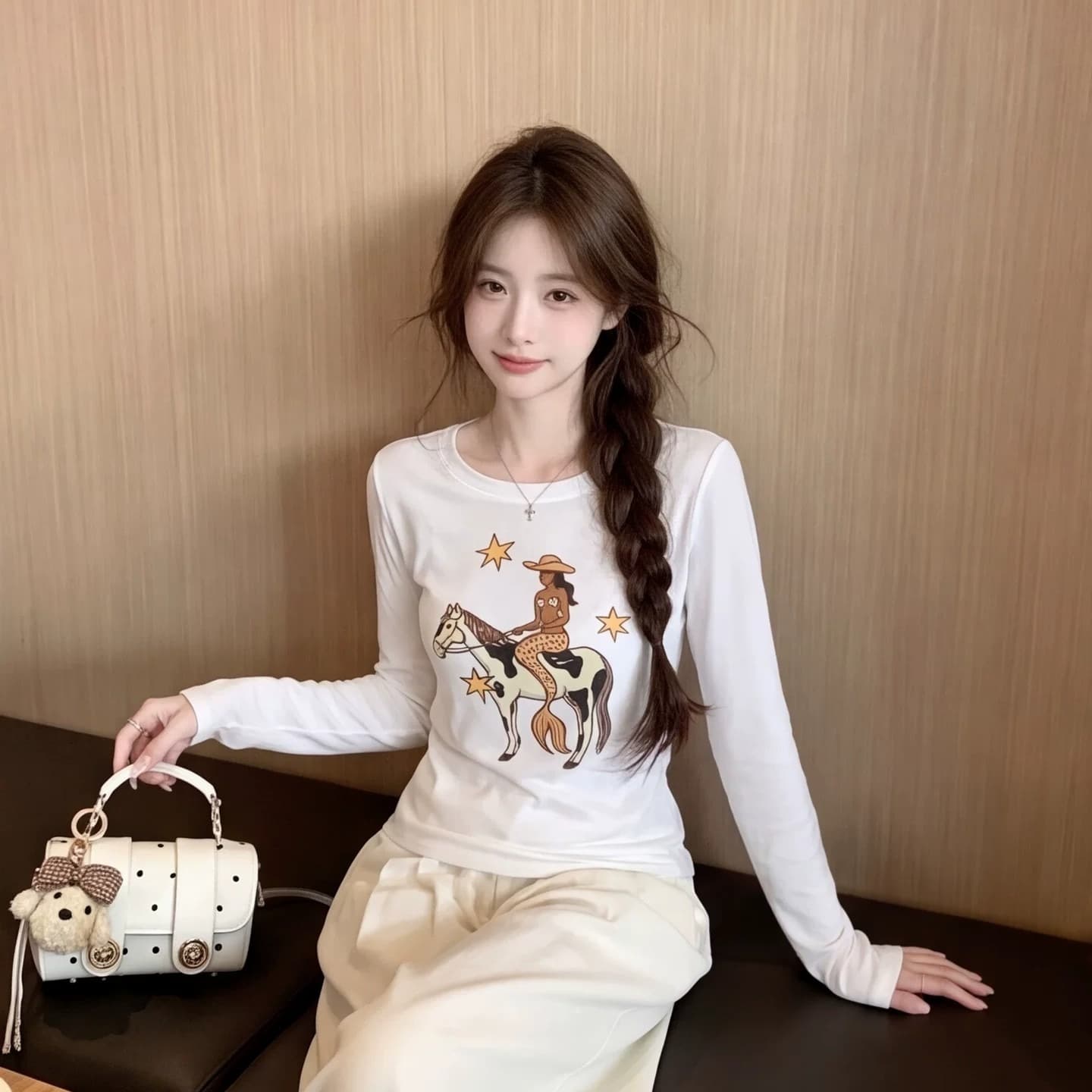 40 사람들 면 260 그램 워터 마크 패턴 이른 가을 새로운 캐주얼 다용도 슬림해 보이는 인사이드 잡아라. 의류 이미지 4