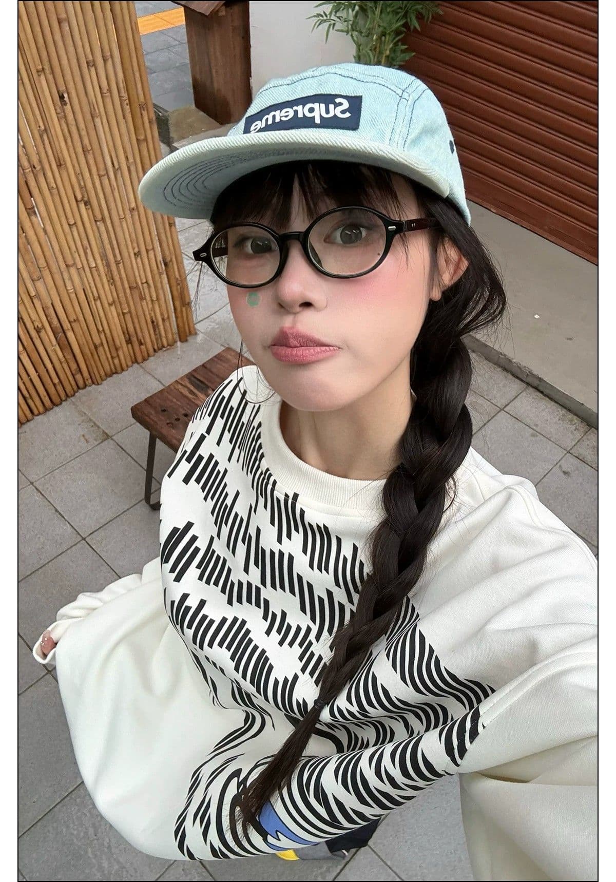 경관 그림 350 그램 후아 면 복합 우유 실크 알파벳 프린트 가을 겨울 루즈핏 캐주얼 긴팔 상세 이미지 5