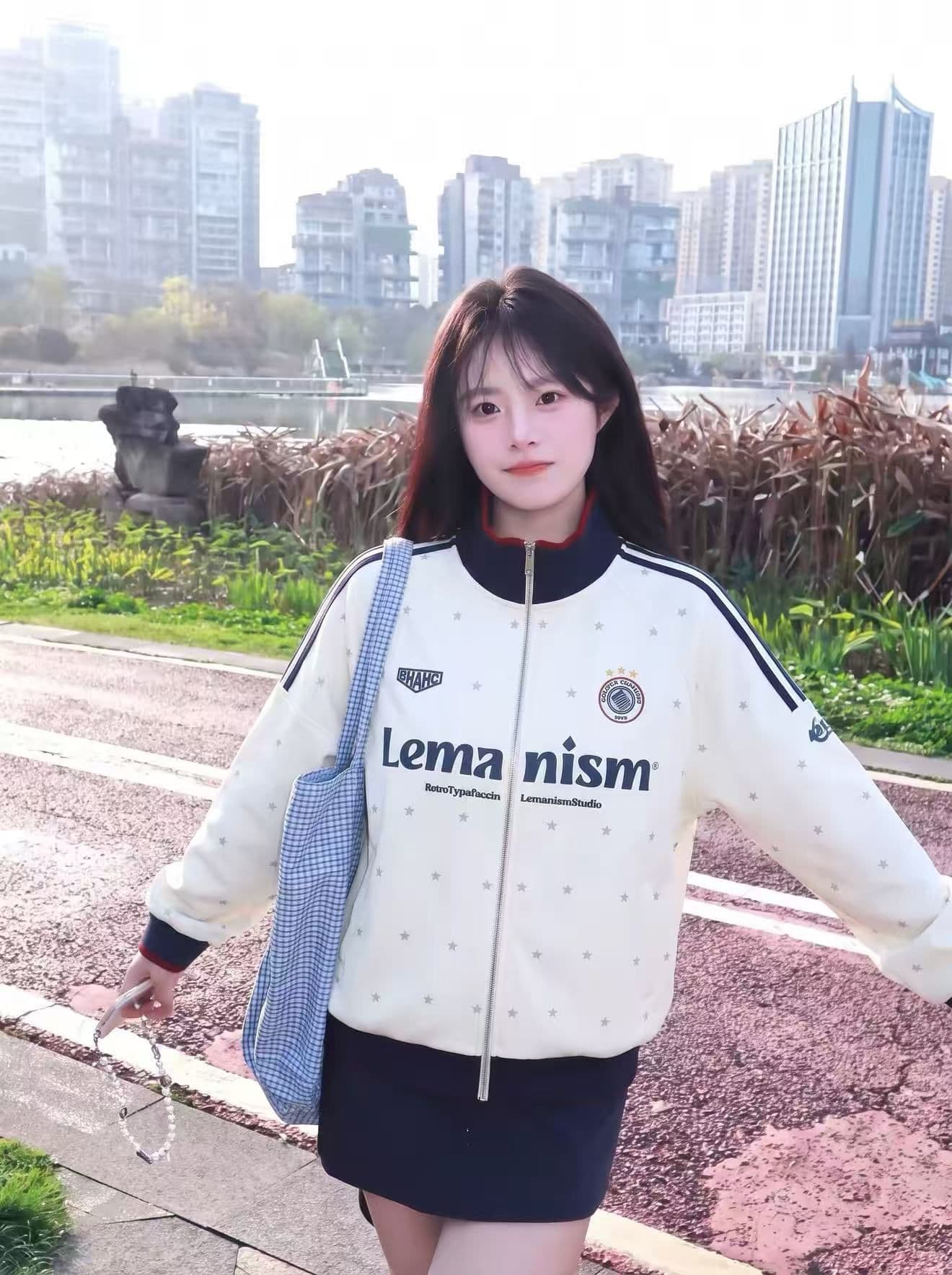 후아 면 원단 원본 솜씨 학원 스타일 별 프린트 스탠드 칼라 오픈 가디건 지퍼 후드티 재킷 남녀 가을 겨울 상세 이미지 10