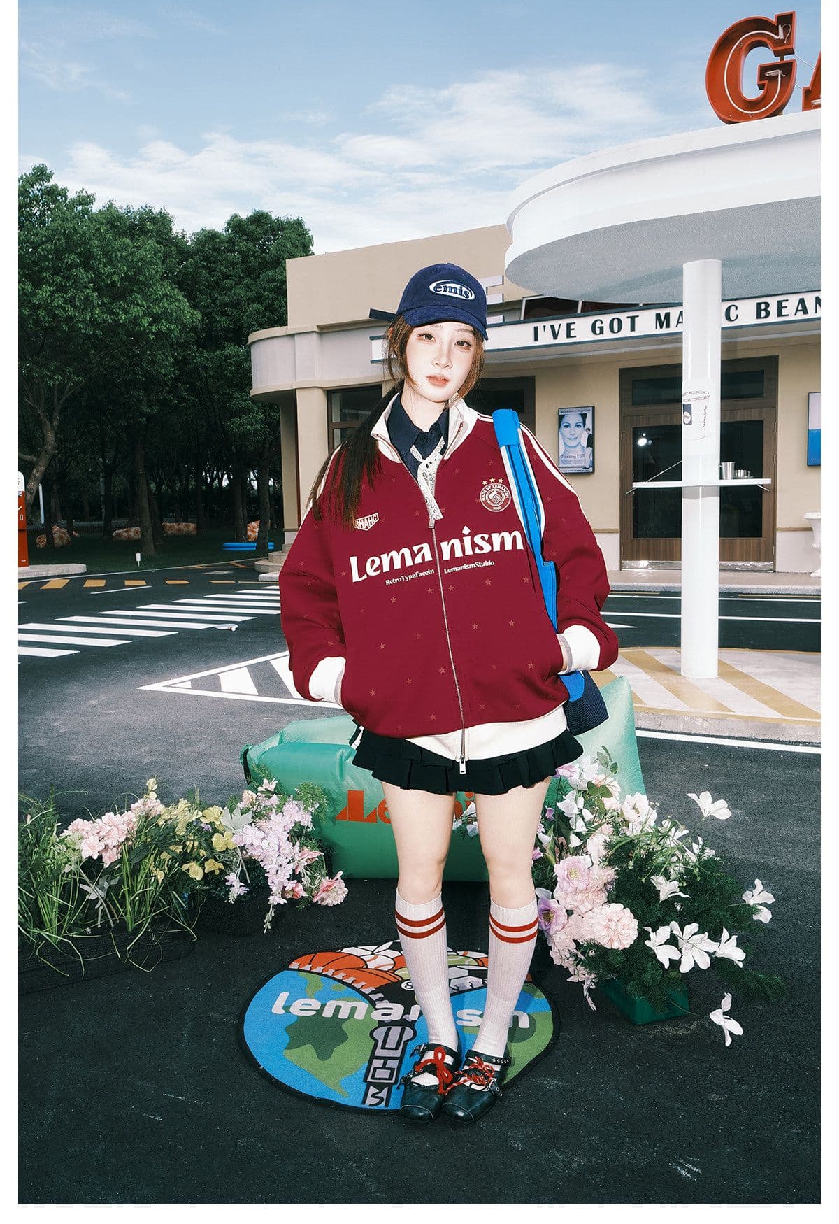 후아 면 원단 원본 솜씨 학원 스타일 별 프린트 스탠드 칼라 오픈 가디건 지퍼 후드티 재킷 남녀 가을 겨울 상세 이미지 21
