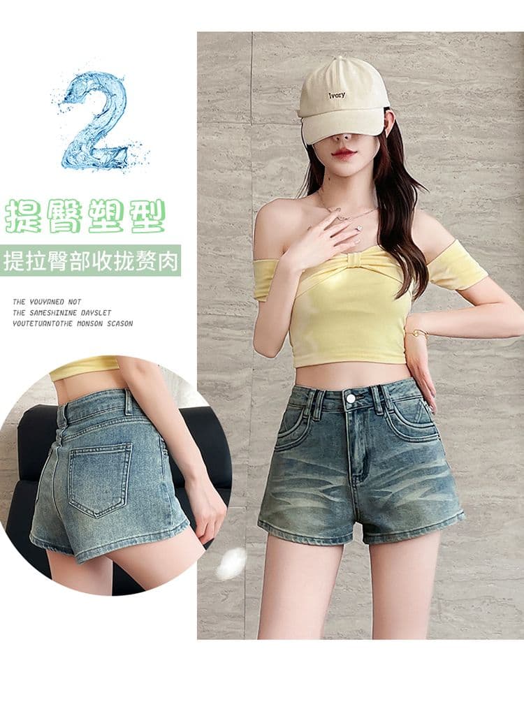 실사 레트로 데님 반바지 여성 2026 봄 여름 새로운 디자인 센스 작은 대중 핫걸 몸매 가꾸기 슬림해 보이는 초단 핫 바지 상세 이미지 5