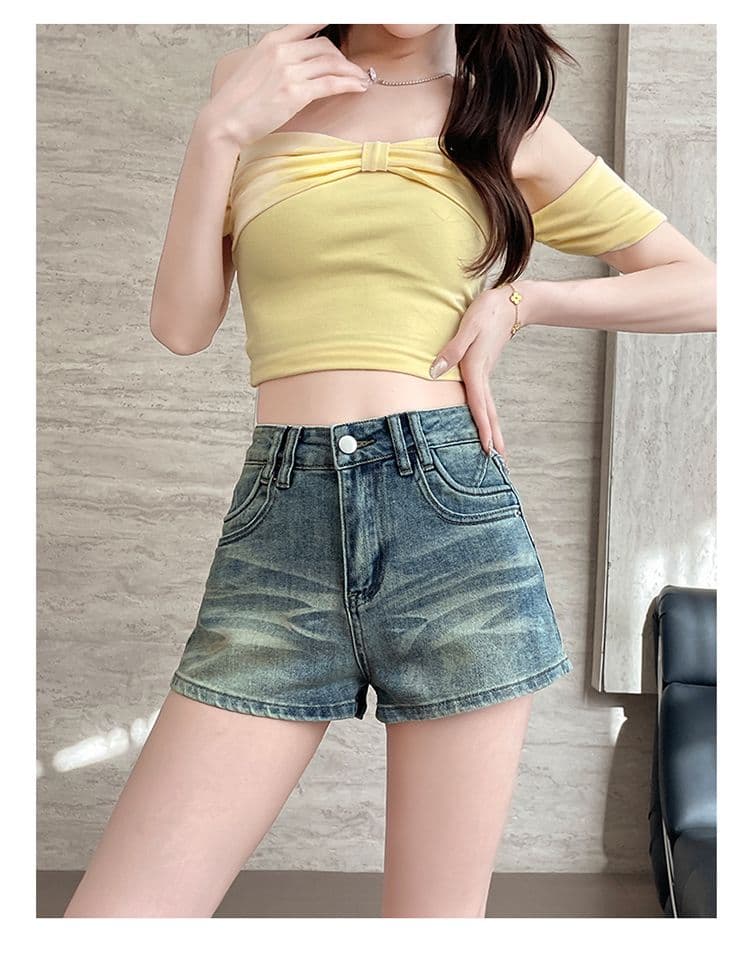 실사 레트로 데님 반바지 여성 2026 봄 여름 새로운 디자인 센스 작은 대중 핫걸 몸매 가꾸기 슬림해 보이는 초단 핫 바지 상세 이미지 20