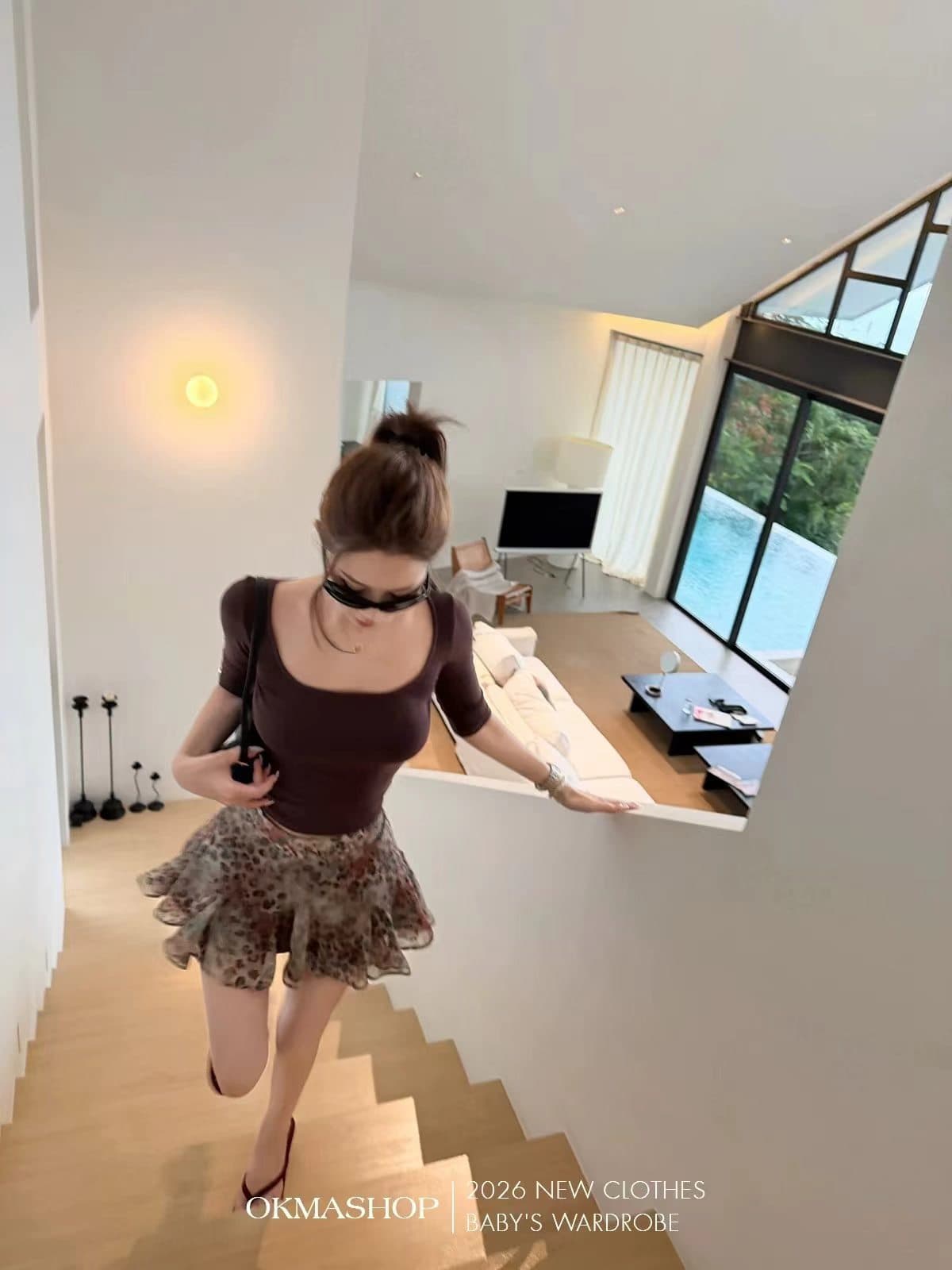 반항적 인 작은 표범 순수한 욕망 세트 여성 여름 몸매 가꾸기 광장 칼라 티셔츠 레오파드 무늬 반신 스커트 투피스 세트 세트 이미지 3
