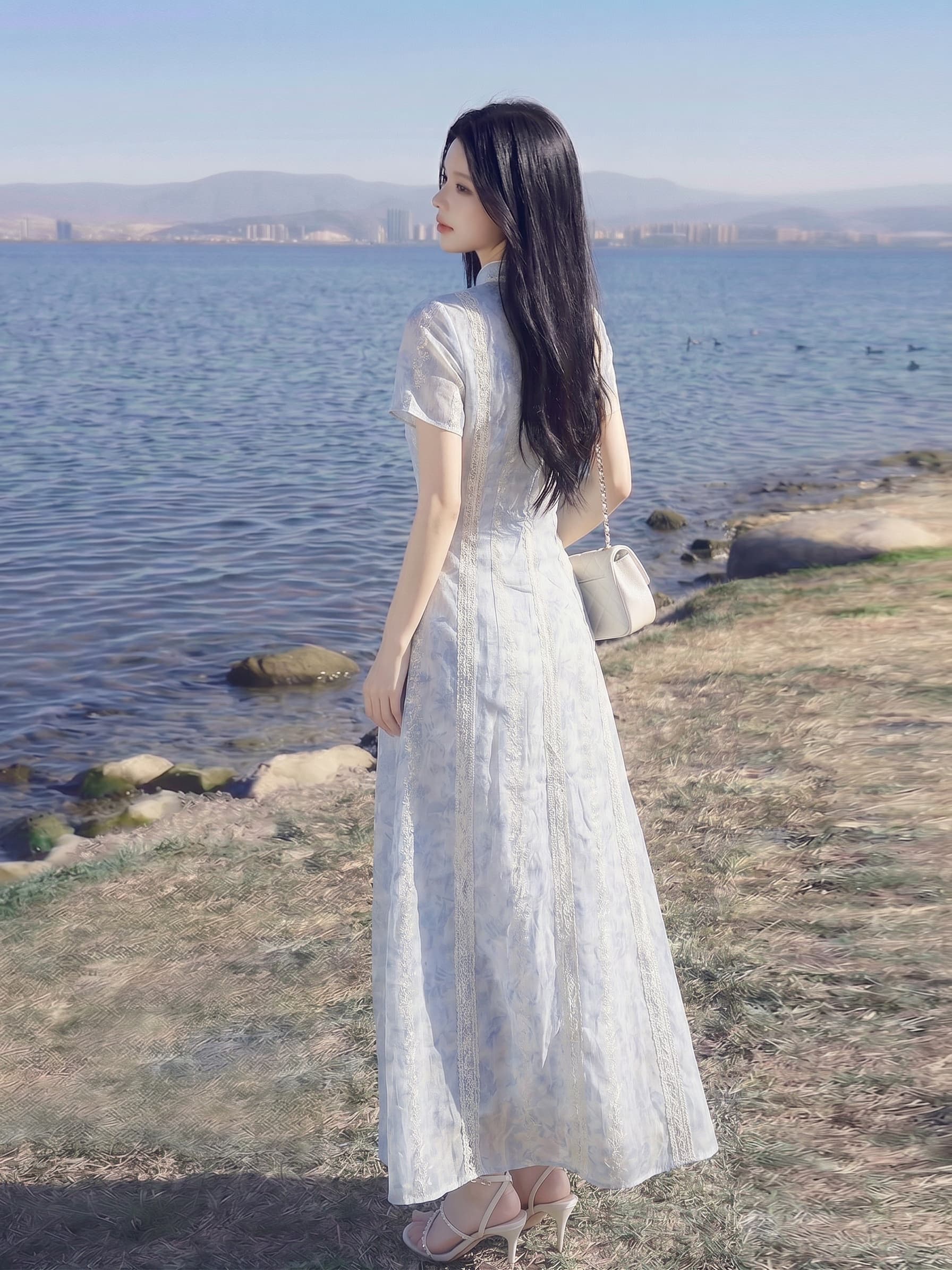 2026 년 새로운 중식 디자인 센스 국풍 아름다운 허리 수축 슬림해 보이는 개선 치파오 반팔 드레스 이미지 4