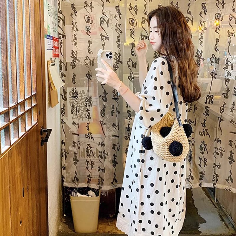 프랑스식 거품 소매 도트 무늬 여성 드레스 여름 2026 새로운 달콤함 연령 감소 루즈핏 슬림해 보이는 고유 한 임산부 치마 상세 이미지 20