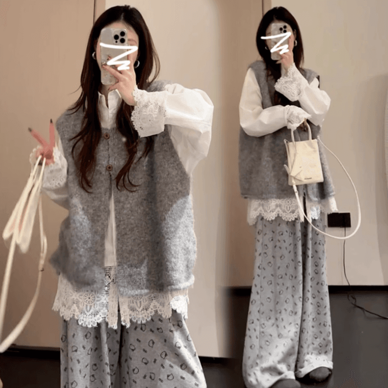 캐주얼 착용 가져 가라. 전체 집합 고급 센스 2026 슈퍼 화재 작은 키 한 부서 임산부 세 조각 세트 폭발 상세 이미지 2