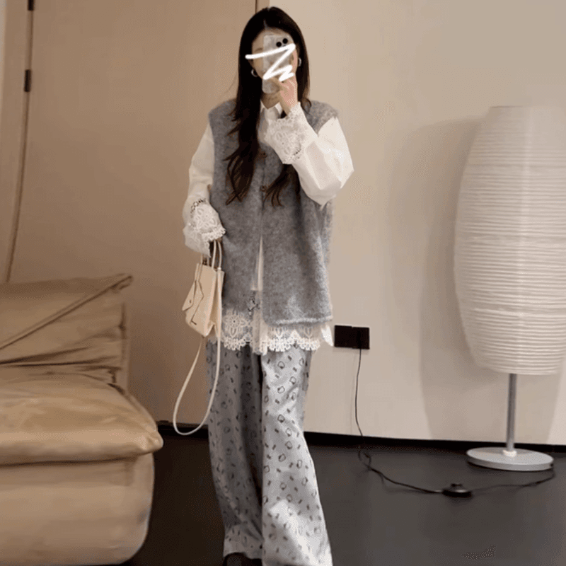 캐주얼 착용 가져 가라. 전체 집합 고급 센스 2026 슈퍼 화재 작은 키 한 부서 임산부 세 조각 세트 폭발 상세 이미지 6