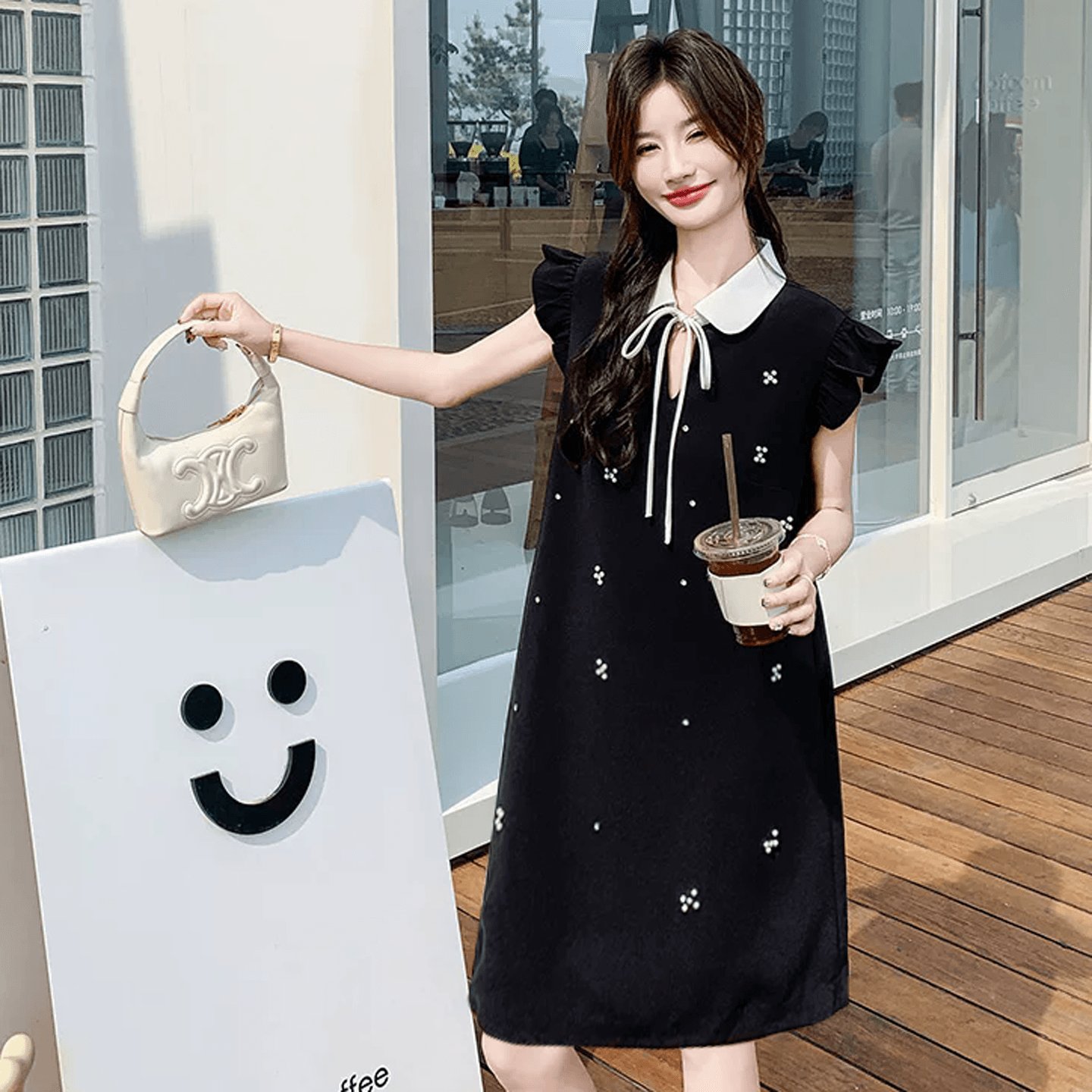 천 골드 작은 샤넬 스타일 Feifei 소매 비즈 박기 여성 드레스 여름 2026 품격 아름다운 자이언트 잘 생긴 고급 센스 출산 스커트 이미지 3