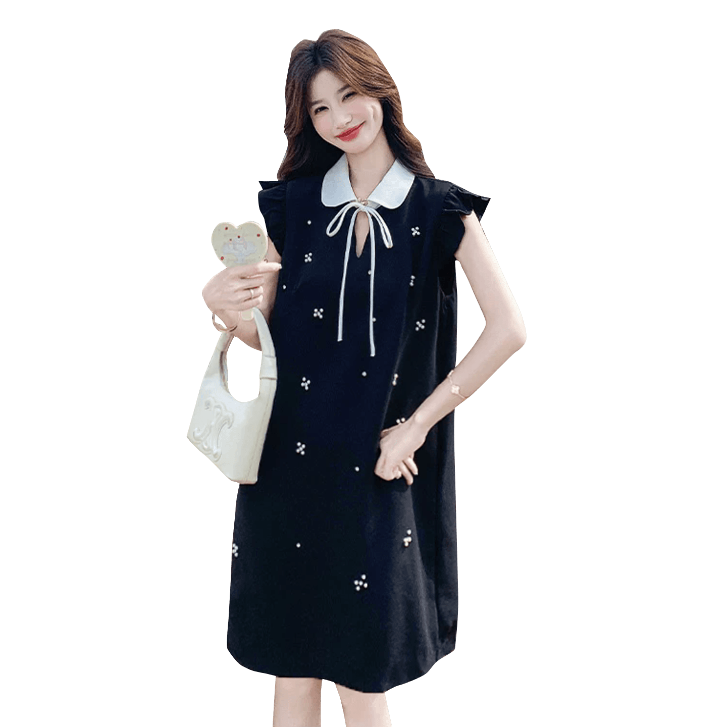 천 골드 작은 샤넬 스타일 Feifei 소매 비즈 박기 여성 드레스 여름 2026 품격 아름다운 자이언트 잘 생긴 고급 센스 출산 스커트 이미지 5