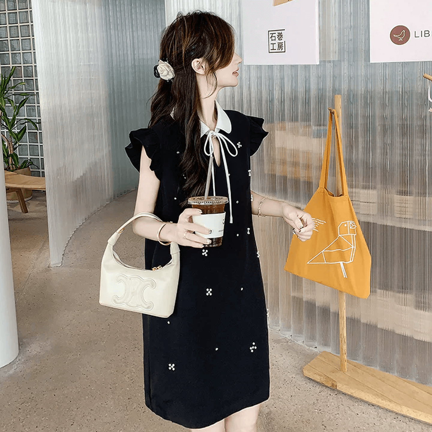 천 골드 작은 샤넬 스타일 Feifei 소매 비즈 박기 여성 드레스 여름 2026 품격 아름다운 자이언트 잘 생긴 고급 센스 출산 스커트 상세 이미지 6