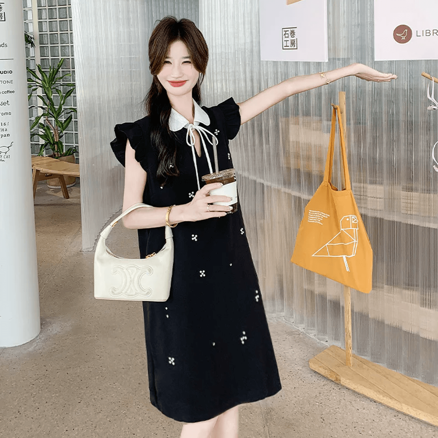 천 골드 작은 샤넬 스타일 Feifei 소매 비즈 박기 여성 드레스 여름 2026 품격 아름다운 자이언트 잘 생긴 고급 센스 출산 스커트 상세 이미지 7