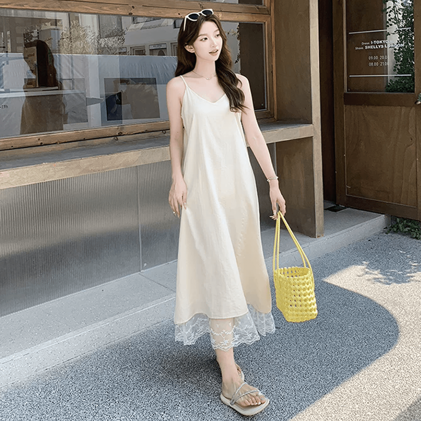 자이언트 잘 생긴 관대 한 점잖은 불규칙 레이스 블라우스 드레스 임산부 여름 새로운 슬립 드레스 투피스 세트 상세 이미지 17