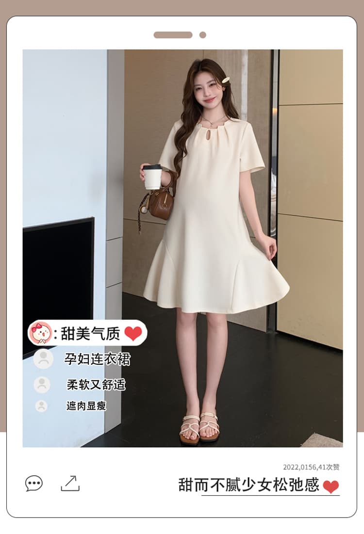 실사 여름 패션 느긋한 바람 디자인 슬림해 보이는 임산부 드레스 상세 이미지 1