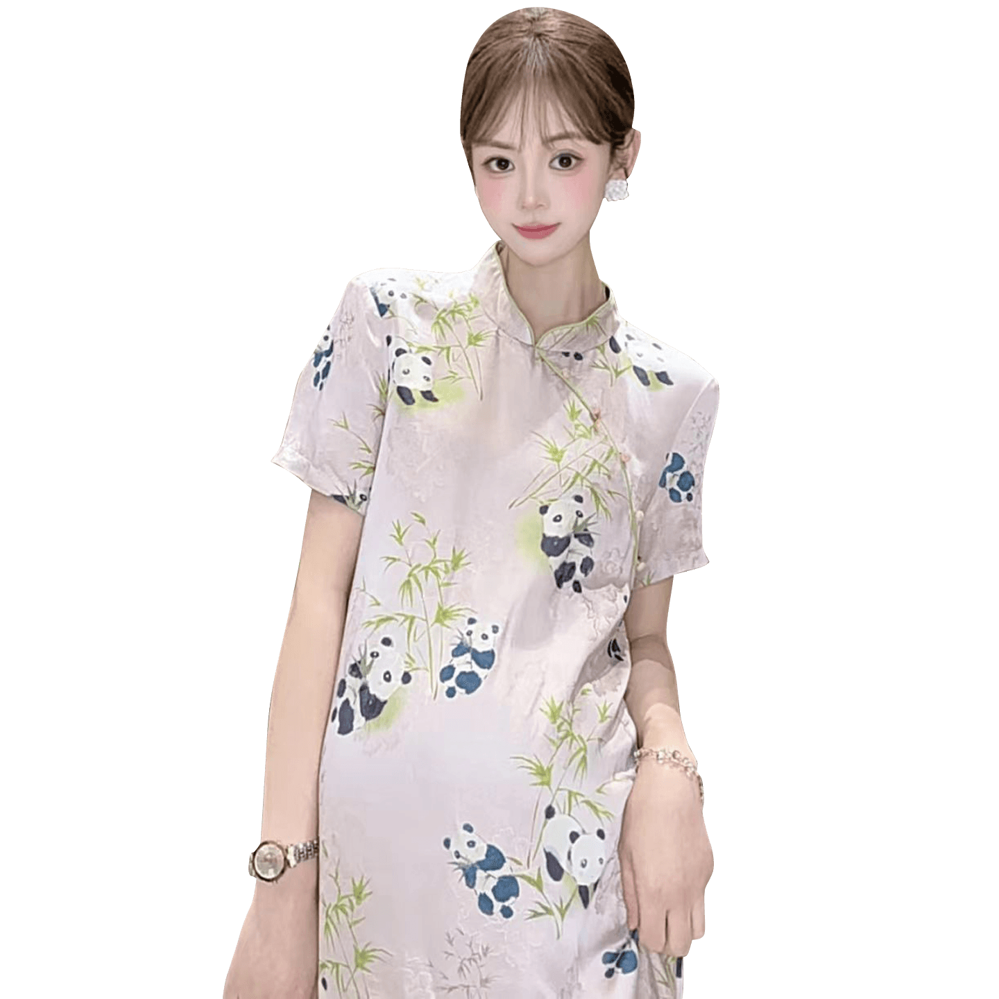 지금 드레스 임신 엄마 외출용 새로운 중식 치마 작은 키 루즈핏 여름 섹션 치파오 이미지 5