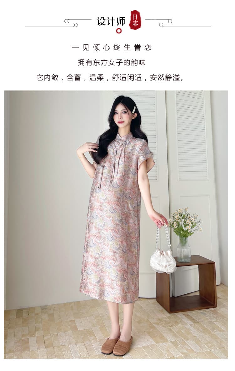 실사 드레스 임신 엄마 외출용 새로운 중식 치마 작은 키 루즈핏 여름 섹션 치파오 상세 이미지 2