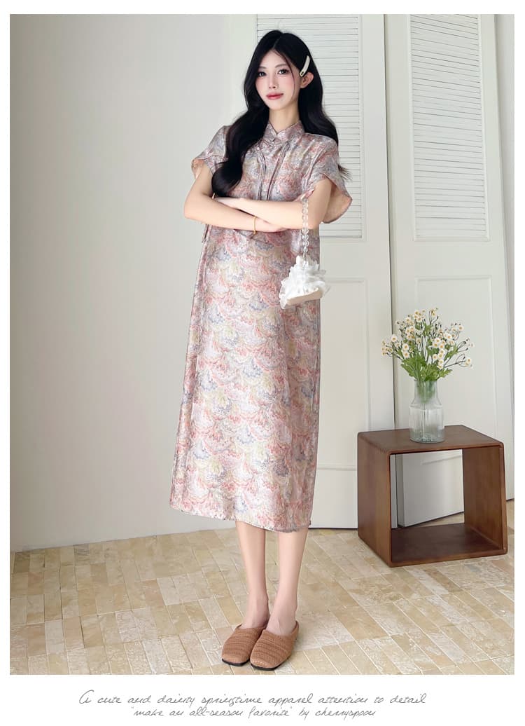 실사 드레스 임신 엄마 외출용 새로운 중식 치마 작은 키 루즈핏 여름 섹션 치파오 상세 이미지 8