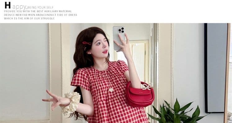 실사 지금 새로운 여름 드레스 새로운 디자인 센스 임산부 체크무늬 맨위 루즈핏 여름 임산부 반신 치마 세트 상세 이미지 45