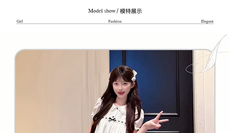 신제품 지금 출산 착용 새로운 여름 달콤함 베이비 칼라 거품 소매 셔츠 화이트 맨위 도트 무늬 치마 세트 상세 이미지 17