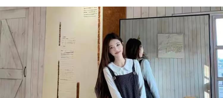 가을 새로운 출산 착용 도트 무늬 멜빵 점프 슈트 치마 세트 2026 슈퍼 잘 생긴 기본 셔츠 롱 스커트 투피스 세트 상세 이미지 22