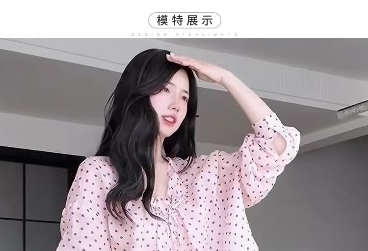 임산부 가을 의상 새로운 패션 나가라. 연령 감소 도트 무늬 셔츠 맨위 루즈핏 표지 배 임산부 반신 스커트 투피스 세트 상세 이미지 15