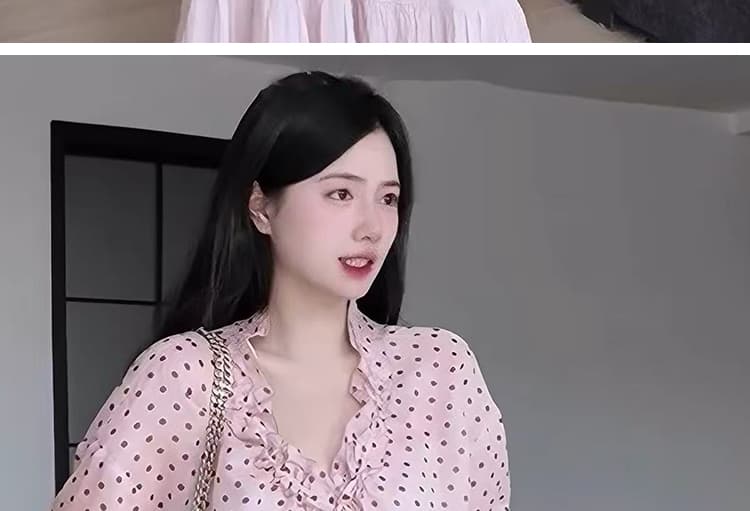 임산부 가을 의상 새로운 패션 나가라. 연령 감소 도트 무늬 셔츠 맨위 루즈핏 표지 배 임산부 반신 스커트 투피스 세트 상세 이미지 19