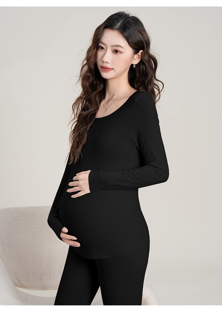 임산부 기본 셔츠 외출용 모달 긴팔 맨위 임신 마침표 가져 가라. 가을 겨울철 임신 기간 가을 의상 롱 바지 세트 상세 이미지 27