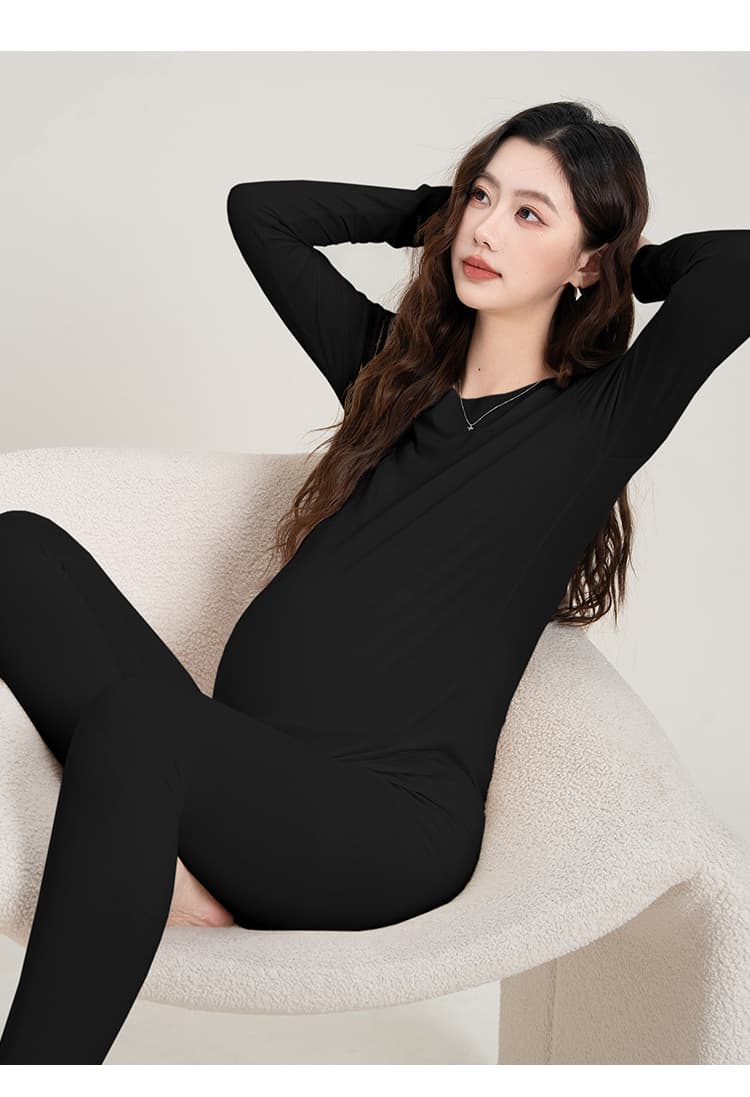 임산부 기본 셔츠 외출용 모달 긴팔 맨위 임신 마침표 가져 가라. 가을 겨울철 임신 기간 가을 의상 롱 바지 세트 상세 이미지 29