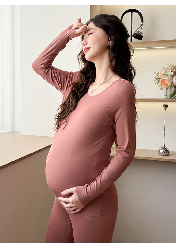 임산부 기본 셔츠 외출용 모달 긴팔 맨위 임신 마침표 가져 가라. 가을 겨울철 임신 기간 가을 의상 롱 바지 세트 상세 이미지 36