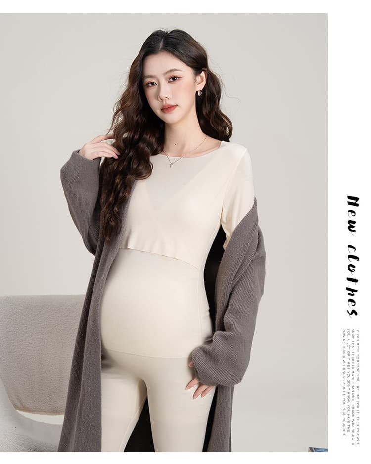 임산부 가을 의상 맨위 봄과 가을 인사이드 가져 가라. 긴팔 임산부 수유 속옷 기본 셔츠 출산 착용 가을 의상 세트 상세 이미지 25